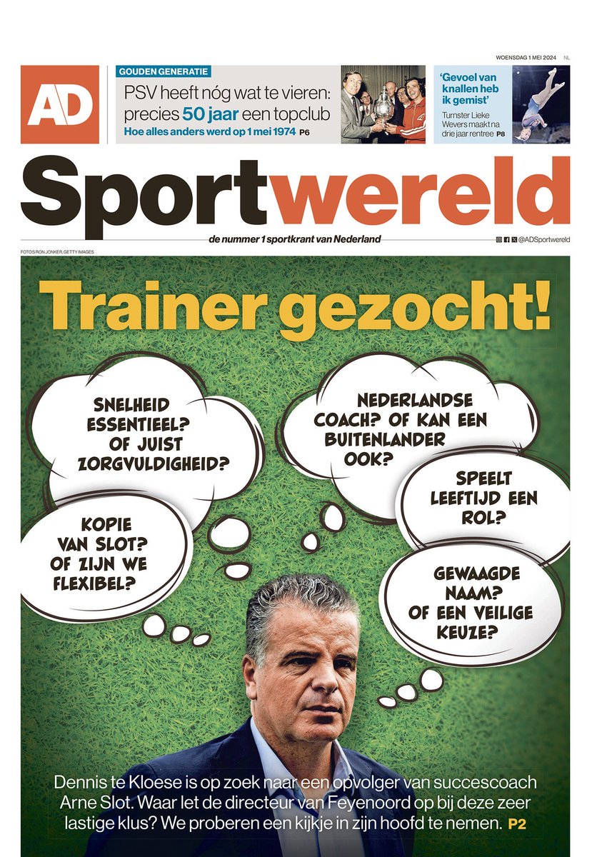 AD Sportwereld. May 1.
#frontpage #primapagina #rassegnastampa #portada #backpage #football #sports #TomorrowsPapersToday