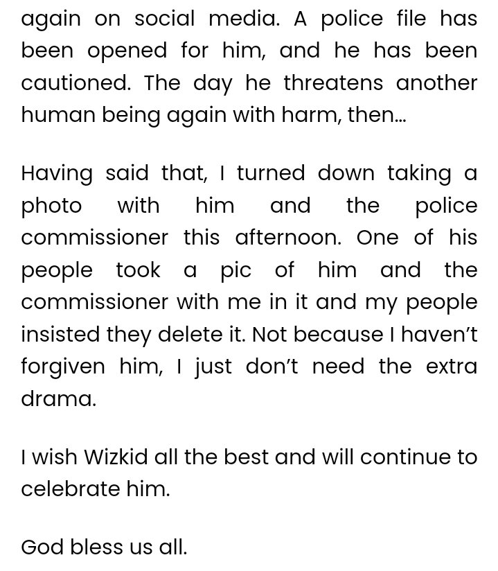 After Wizkid apologized to Linda Ikeji, he requested a photo with her together with the Commissioner of Police which she declined. Ever since then, she has not posted any news about Wizkid on her blog. You are welcome 

News source: bellanaija.com

#wizkidanddavido