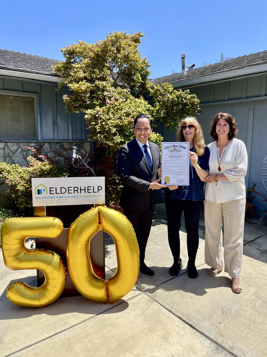 Today, we thank @ElderHelpSD for 50 years of service to San Diego seniors! This nonprofit has supported more than 260,000 local seniors with its volunteers dedicating more than 460,000 hours of service. We're grateful for their work helping people age with dignity. #ForAllofUs