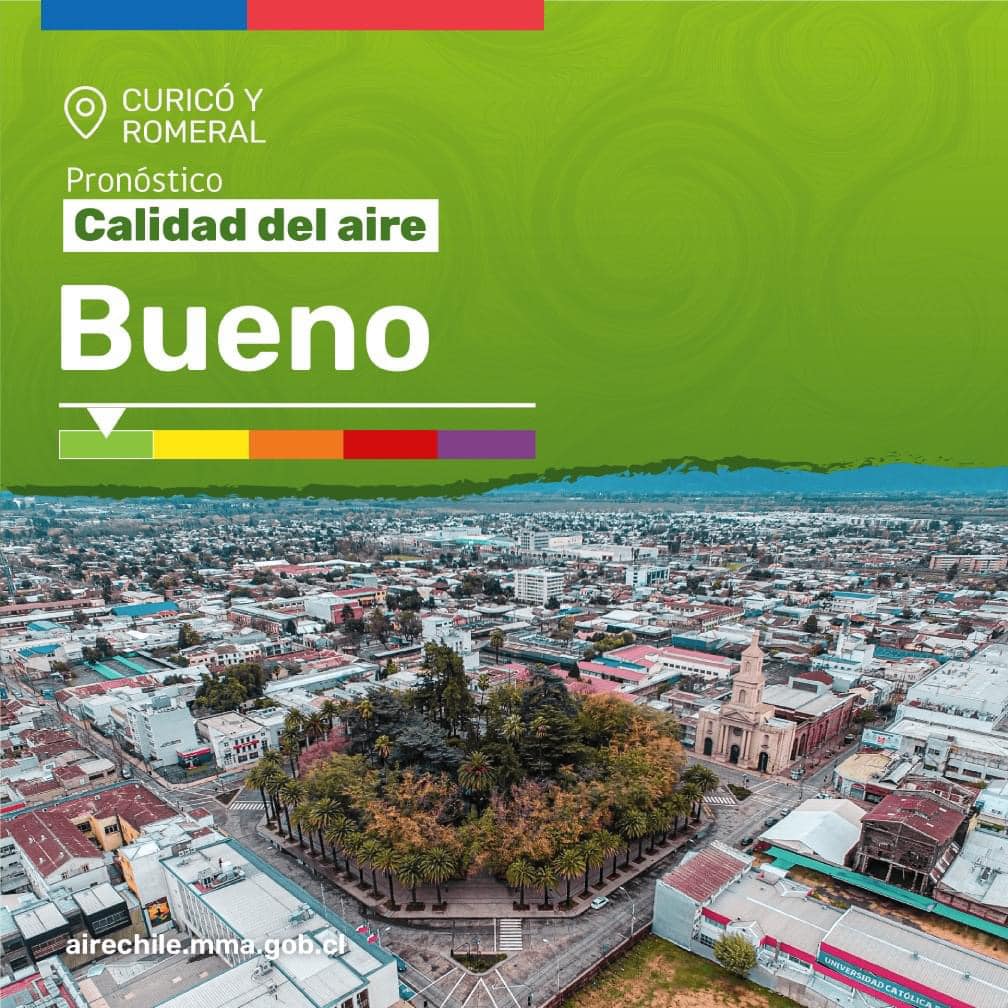 📢¡Atención vecinos de Curicó y Romeral!
📌Se informa que, para mañana, miércoles 01 de mayo de 2024, no se declara EPISODIO CRÍTICO en las comunas de #Curicó y #Romeral, ya que la condición de calidad de aire esperada será: BUENO. #GEC2024