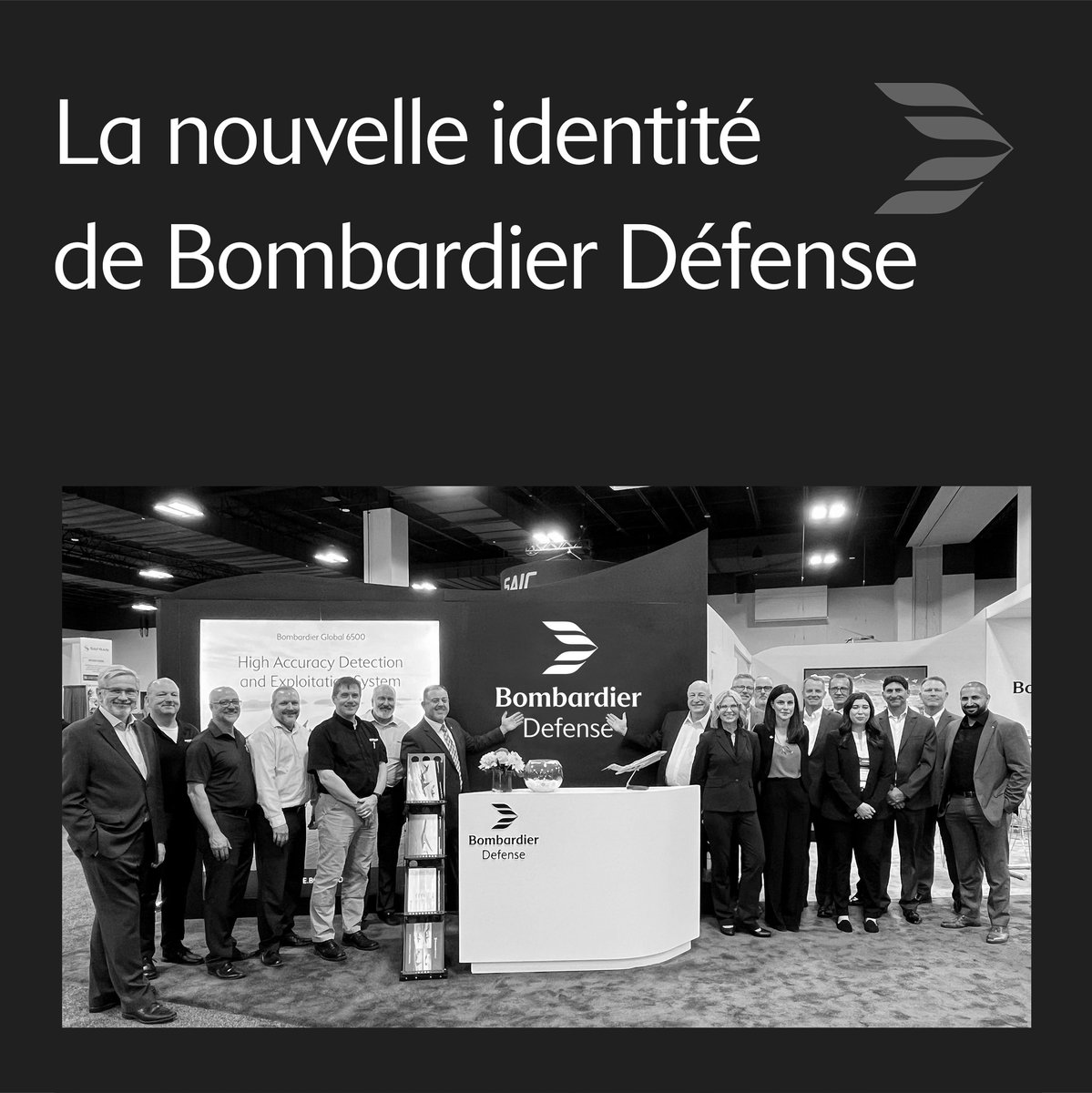 L'équipe de #BombardierDéfense était ravie d'annoncer le dévoilement de notre nouvelle identité de marque lors du sommet Mission Solutions de l'@Army_Aviation à Denver, Colorado.
