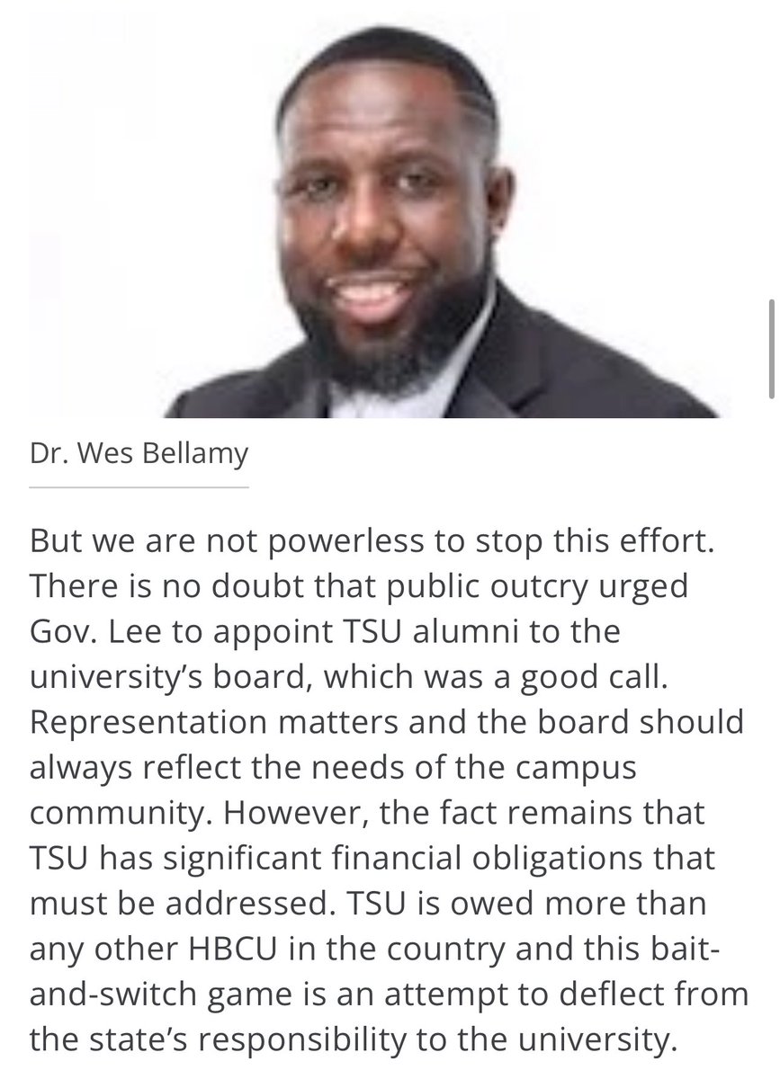 Good work ✊🏾 @DrWesBellamy 

#TSU2Billion diverseeducation.com/opinion/articl…