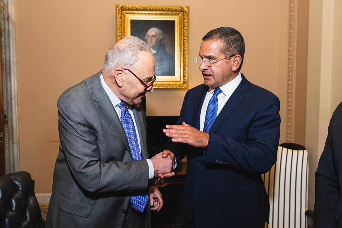 An image shows Senator Schumer and Governor Pierluisi, April 30, 2024.