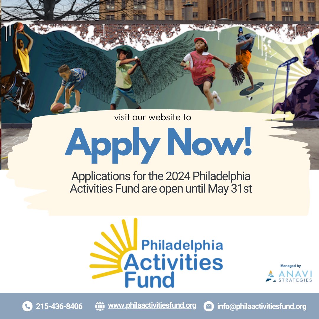 Applications for the 2024 Philadelphia Activities Fund are open until May 31st philaactivitiesfund.org/apply-for-a-pa…