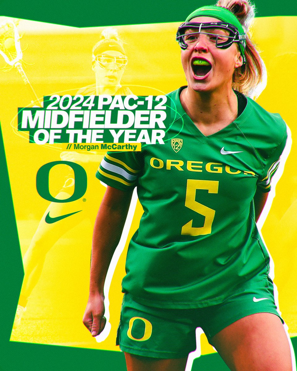Causing havoc. @OregonWLAX's Morgan McCarthy has been named the 2024 Pac-12 Women's Lacrosse Midfielder of the Year. #GoDucks