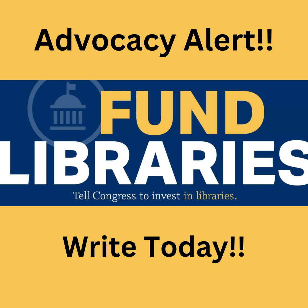 ADVOCACY ALERT: Time is running out to get Congress to #FundLibraries. Letters in support of library funding in the House close on May 1st!
Libraries in every state rely on federal support. Make your voice heard for libraries and take action now: bit.ly/FundLibrariesF…