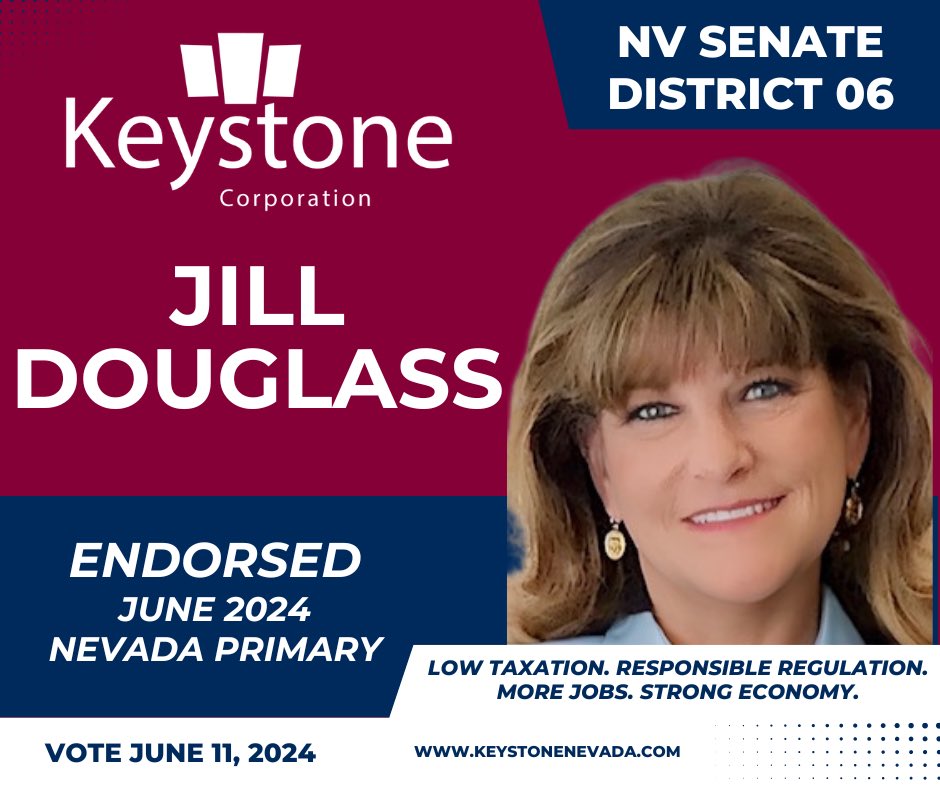 I’m honored to have the endorsement of Keystone. Like Keystone, I am committed to Nevada having a business friendly environment. Low taxation,  a responsible regulatory environment and private sector job creation is essential to a prosperous Nevada for all.  
#takeback6