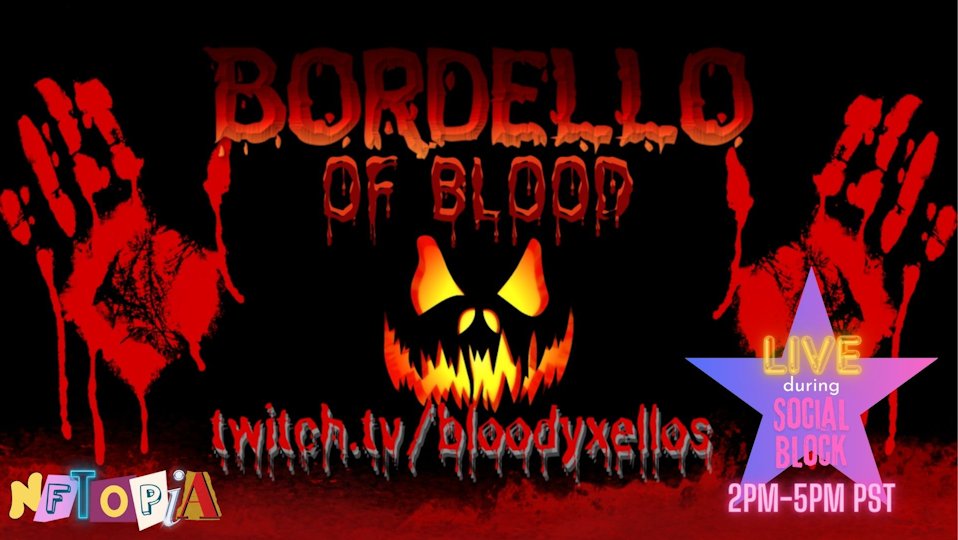 BloodyXellos's tweet image. #NFTopia4 #FrameVR #SocialBlock #Metaverse #Giveaways #TwitchyTides
@thenftopia @frame_vr @TwitchyTides 
May 3rd - 5th | 2-5pm PST (14:00-17:00)
nftopia.weebly.com
twitch.tv/bloodyxellos