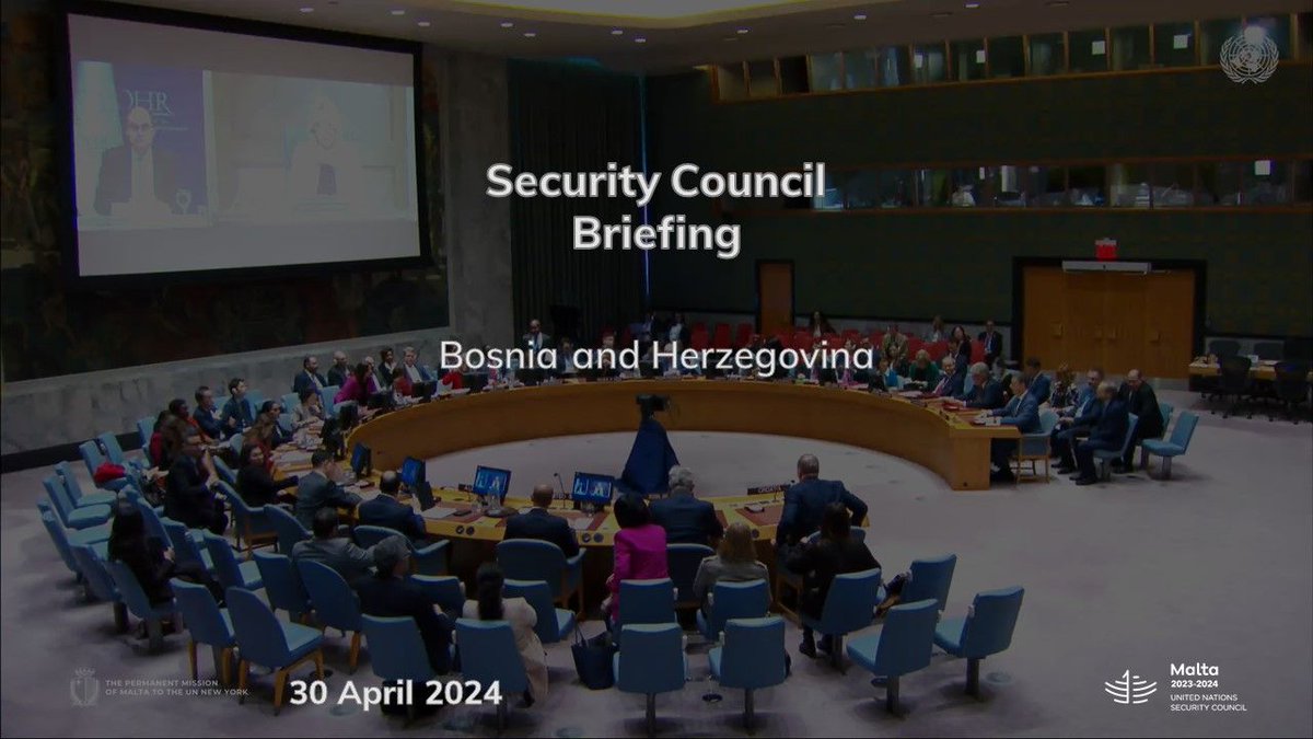 [1/2] At today’s #UNSC Briefing on #BiH, #Malta welcomed the progress achieved during the past months, including the opening of #EU accession negotiations & positively noted the sustained stability in the country. #UNSCMTPres 🇲🇹

@MFETMalta 🇲🇹
@MaltaGov 🇲🇹
@UN 🇺🇳