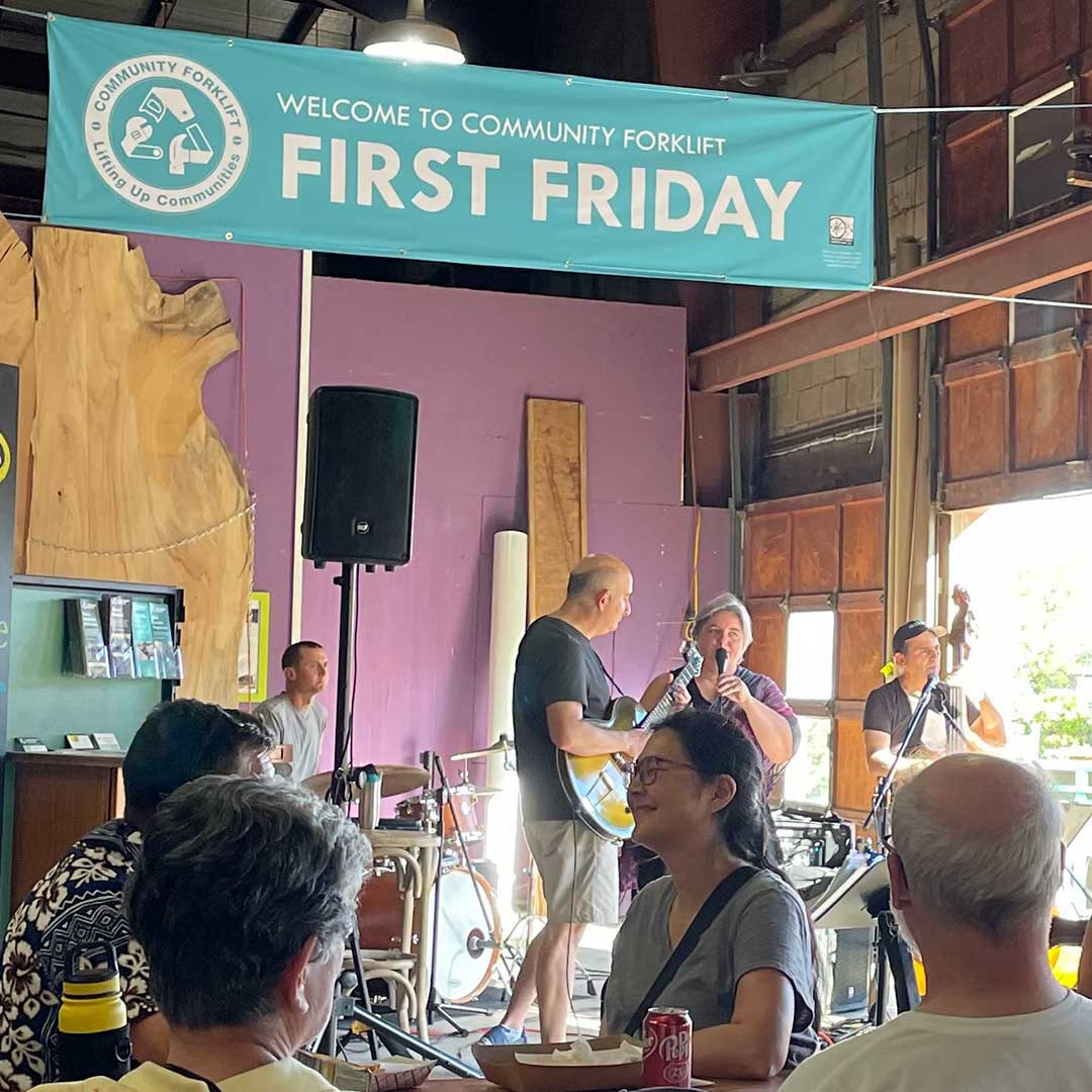 Community Forklift’s May 3 First Friday lasts from 5 to 8 pm and features #music by Band Brulee, the Catalyst Hotdogs food truck, #beer by Streetcar 82 Brewing Co. (available for purchase to those 21 and older), local #artists, and more! communityforklift.org/events/