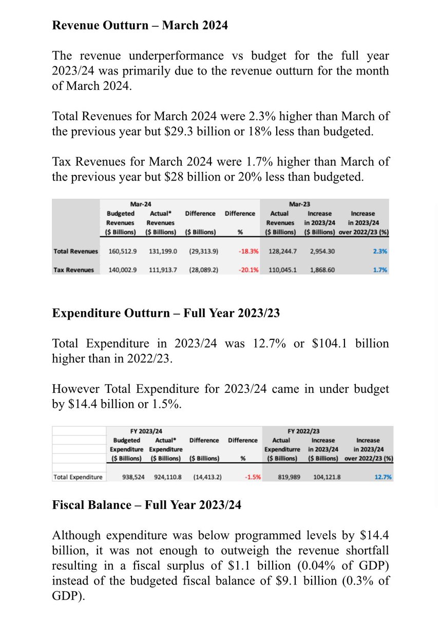 NigelClarkeJa's tweet photo. #PressRelease For Immediate Release 

Fiscal Outturn – March 2024 https://t.co/uZ01xxzrlL