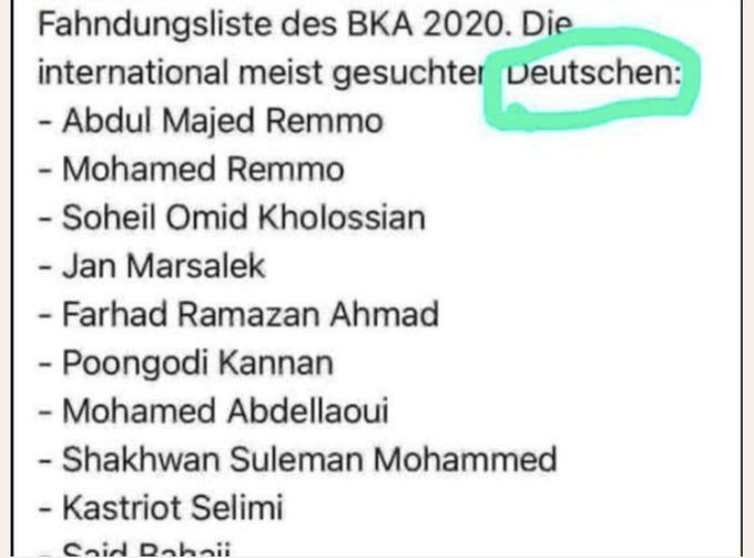 Tareq #Alaows regt sich über kriminelle Deutsche auf. 
Zeigen wir im mal die Liste der meistgesuchten deutschen Straftäter