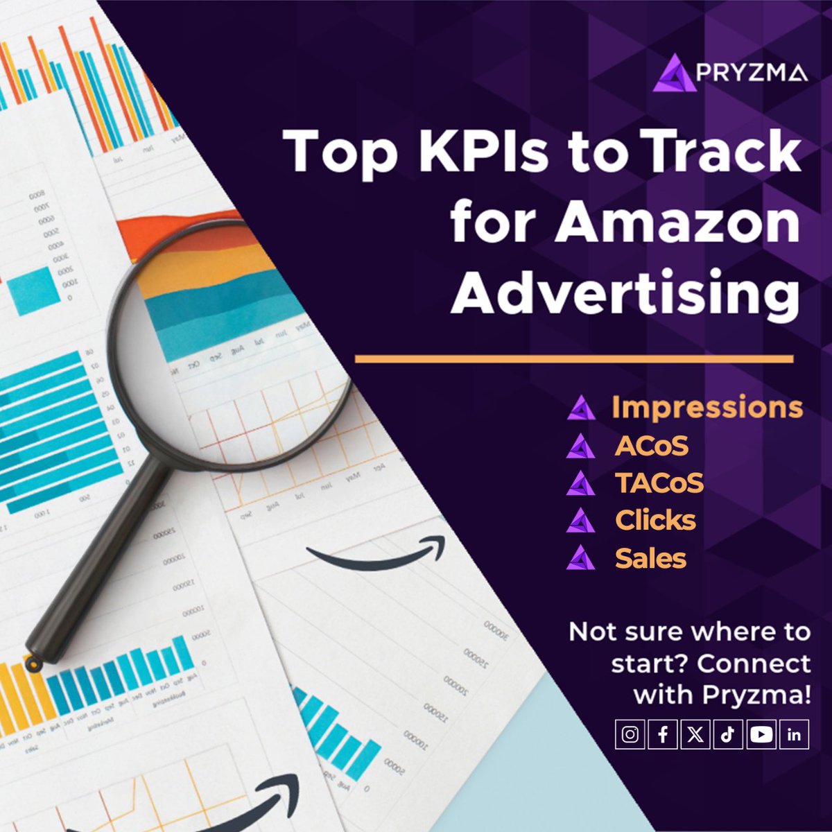 Discover the top KPIs for Amazon Advertising success! Unsure where to begin? Pryzma is here to help you navigate and excel in Amazon Advertising. Connect with us today! #ecommerce #ecommercebusiness #amazonfba #amazonseller #amazonfbaseller #amazonsellers #amazonppc #ppc #pryzma