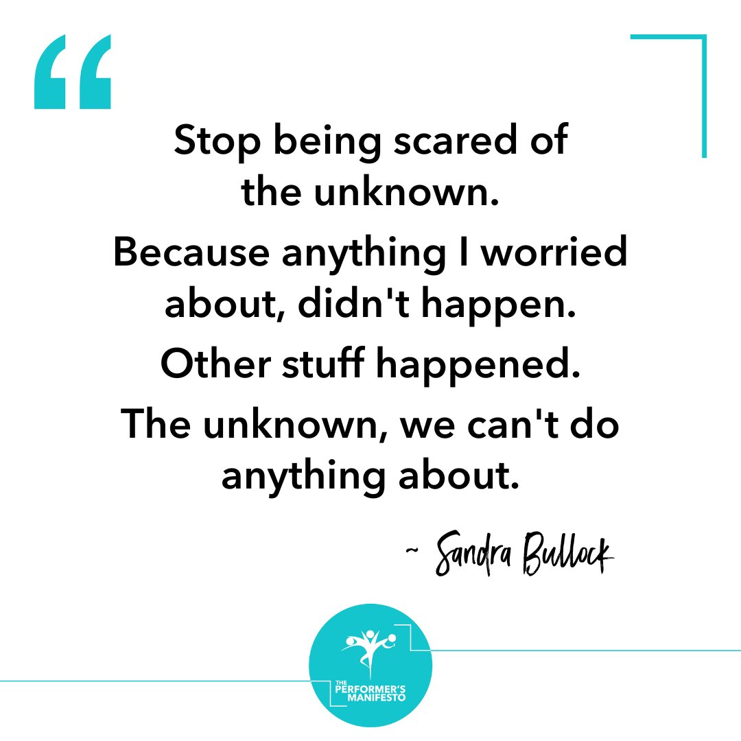 “Stop being scared of the unknown. Because anything I worried about, didn't happen. Other stuff happened. The unknown, we can't do anything about.” ~ #SandraBullock

You've got this! Let's Go!!
#CreateYourSuccess #inspoquote