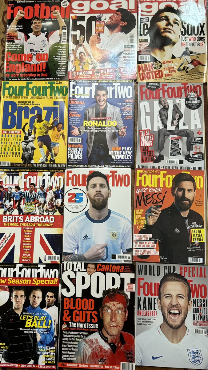 Set of 24 Different Monthly Football Magazines. £10 for all 24, excluding DPD or postage cost.