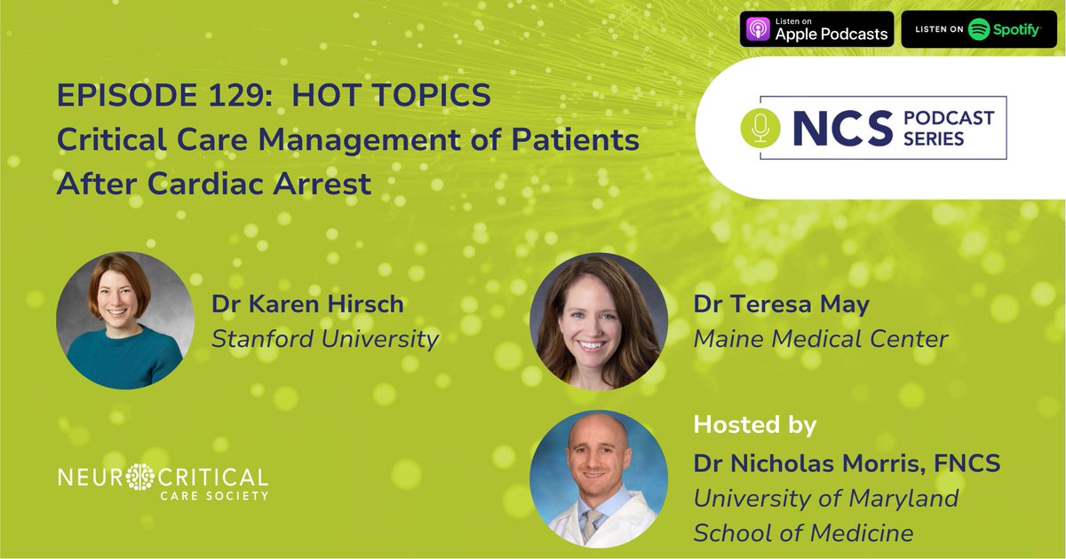 New pod out tomorrow (5/1)! @KarenHirschMD & Teresa May discuss Critical Care Management of Pts after #CardiacArrest: A Scientific Statement from @American_Heart and @neurocritical. 🔥 insight into this important manuscript! rdcu.be/dGj8F @Stanford_Neuro @MaineMed