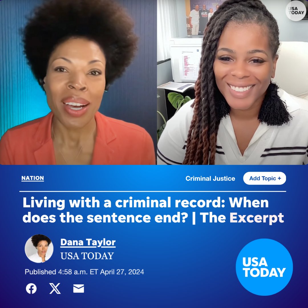 I had the opportunity to chat with Dana Taylor on @USATODAY's The Excerpt about the impact of #CleanSlate automatic record clearance and our work at @CleanSlate_Init to advance #CleanSlate legislation across the nation. Watch the full episode ⬇️ usatoday.com/story/news/nat…