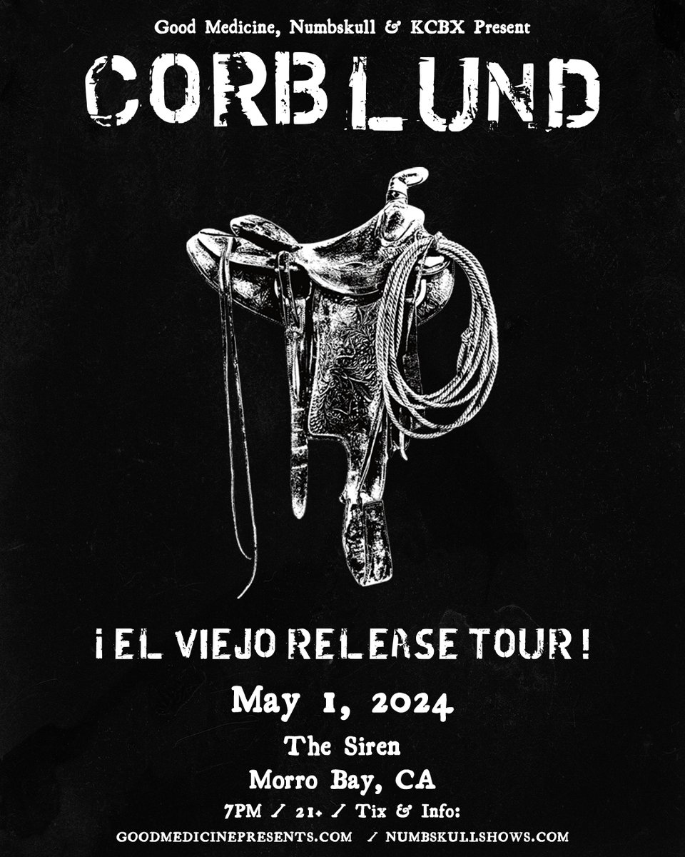 .@CorbLund takes over @TheSirenMB tomorrow May 1st! Grab your tickets while you can at: tickets.goodmedicinepresents.com/e/corb-lund

@NumbskullShows #goodmedicine #thesiren #morrobay