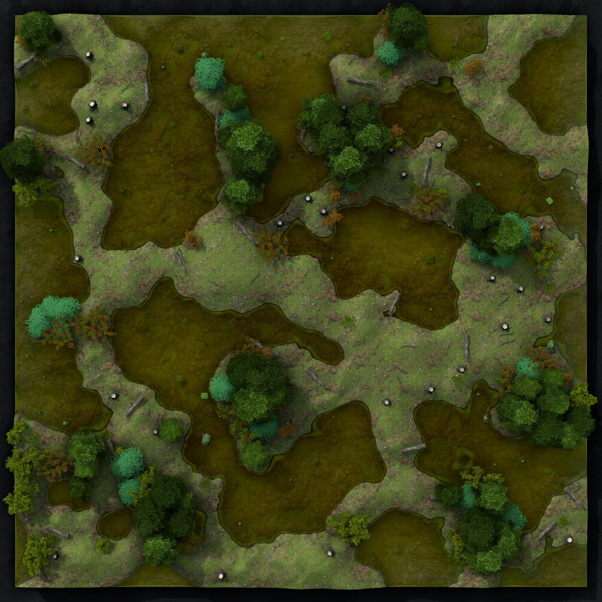 Arch_Novarias's tweet image. Day 627 - Going to do a series of simpler maps, I both need to take it easy right meow, tbh. But I also wanted a couple of these for random encounters in the wild. Grid Size: 42x42 (Two versions, one empty and the other a camp.)
