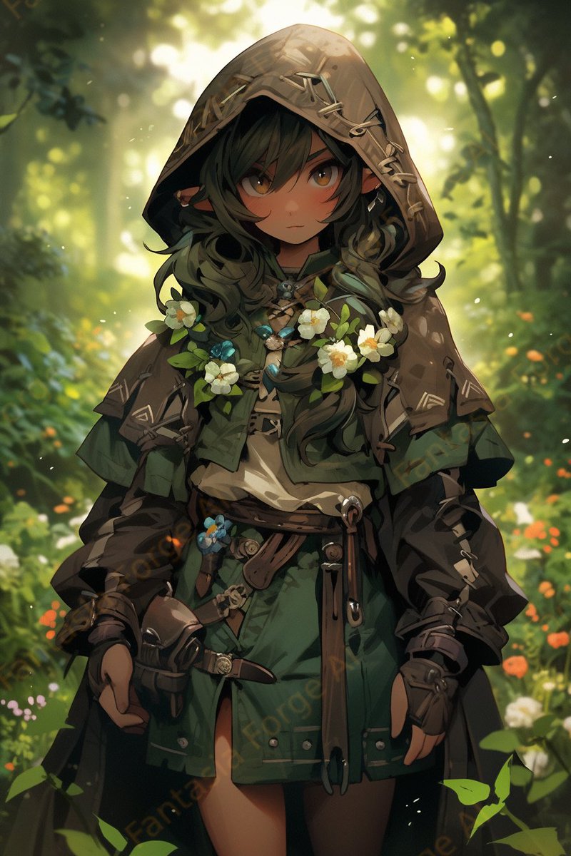 FantasiaForgeAI's tweet image. Along with their similar features to elves, Tallfellow Halflings can live up to 180 years old! They generally shunned footwear, and tended to favour earthy tone coloured clothing, to better blend in with forests and nature, as most of them live in forested areas and hollow trees!