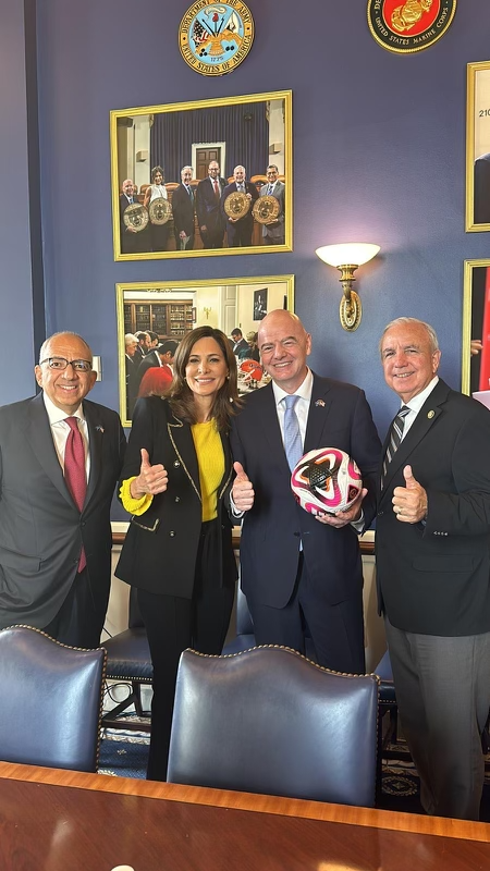 Here in the Capitol today meeting with the President of FIFA Gianni Infantino! ⚽️ Miami is quickly becoming a global center for soccer (or fútbol, depending on who you ask). 😉 How excited are you for the World Cup coming to Miami? 🌴☀️