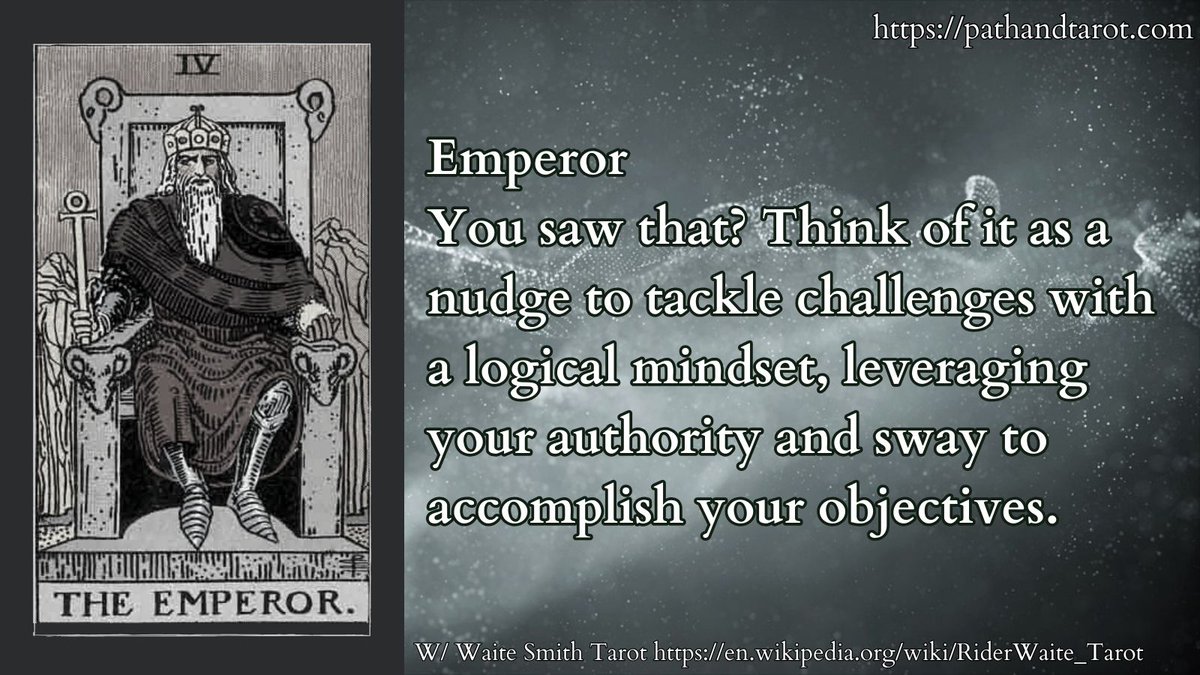 You saw that? Think of it as a nudge to tackle challenges with a logical mindset, leveraging your authority and sway to accomplish your objectives. #cartomancy #dailytarot #tarotreader #tarotcards #pathandtarot #waitesmith