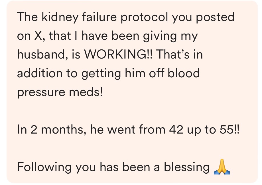 Natural Medicine’s the opposite of Pharma poison. Usually only GOOD side effects! Love getting messages like this one I just got. Treat Kidney issues, fix blood pressure too. 2 for one!