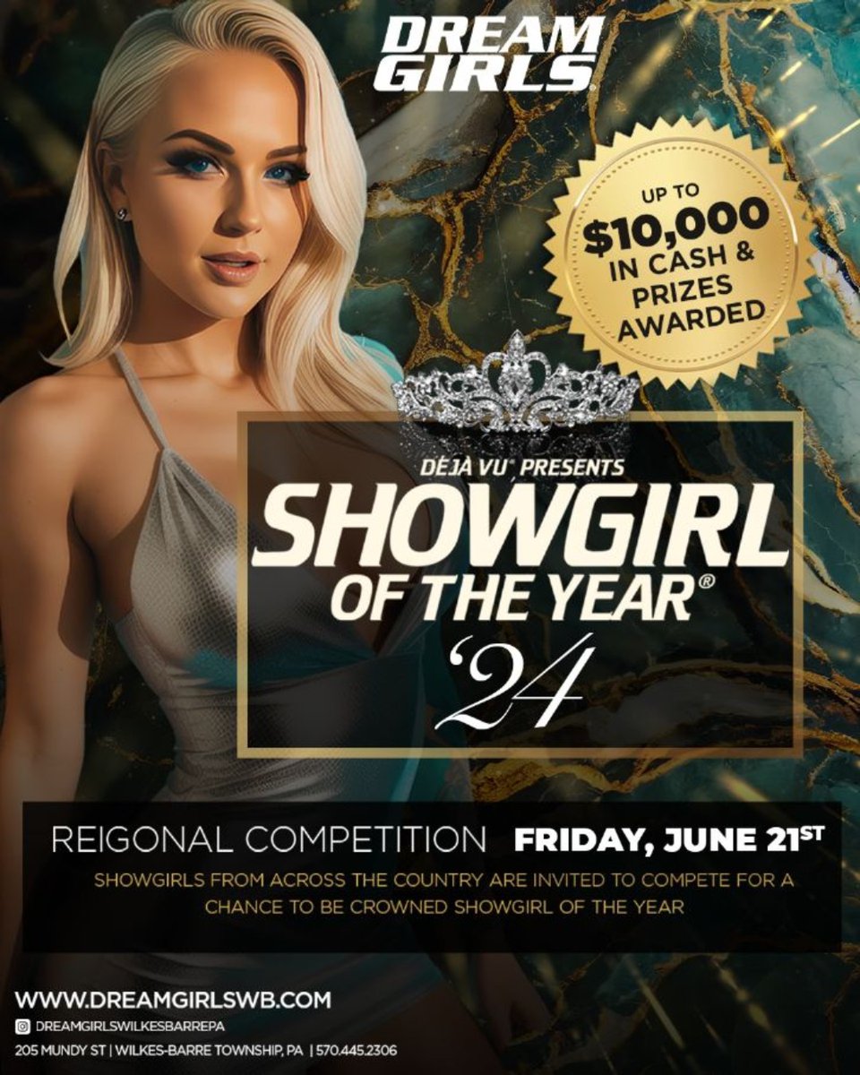 Mark your calendar Showgirl of the Year '24 Regionals June 21 Up to $10,000 cash & prizes More information > gobestvip.com/sgoty/