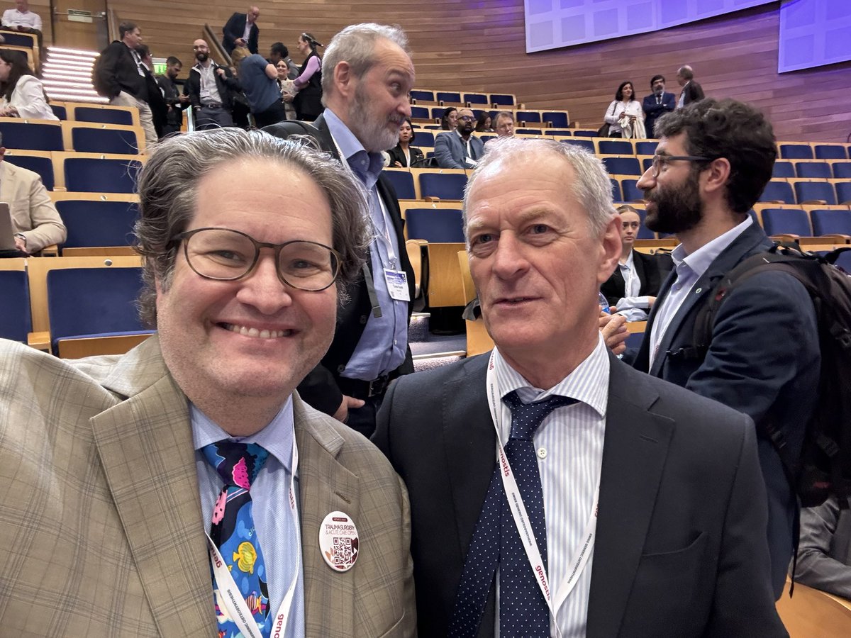 Two journal editors collaborating rather than competing. There are many potential manuscripts coming from #ECTES2024. Me with Ingo Marzi editor of the European Journal of Trauma and Emergency Surgery.