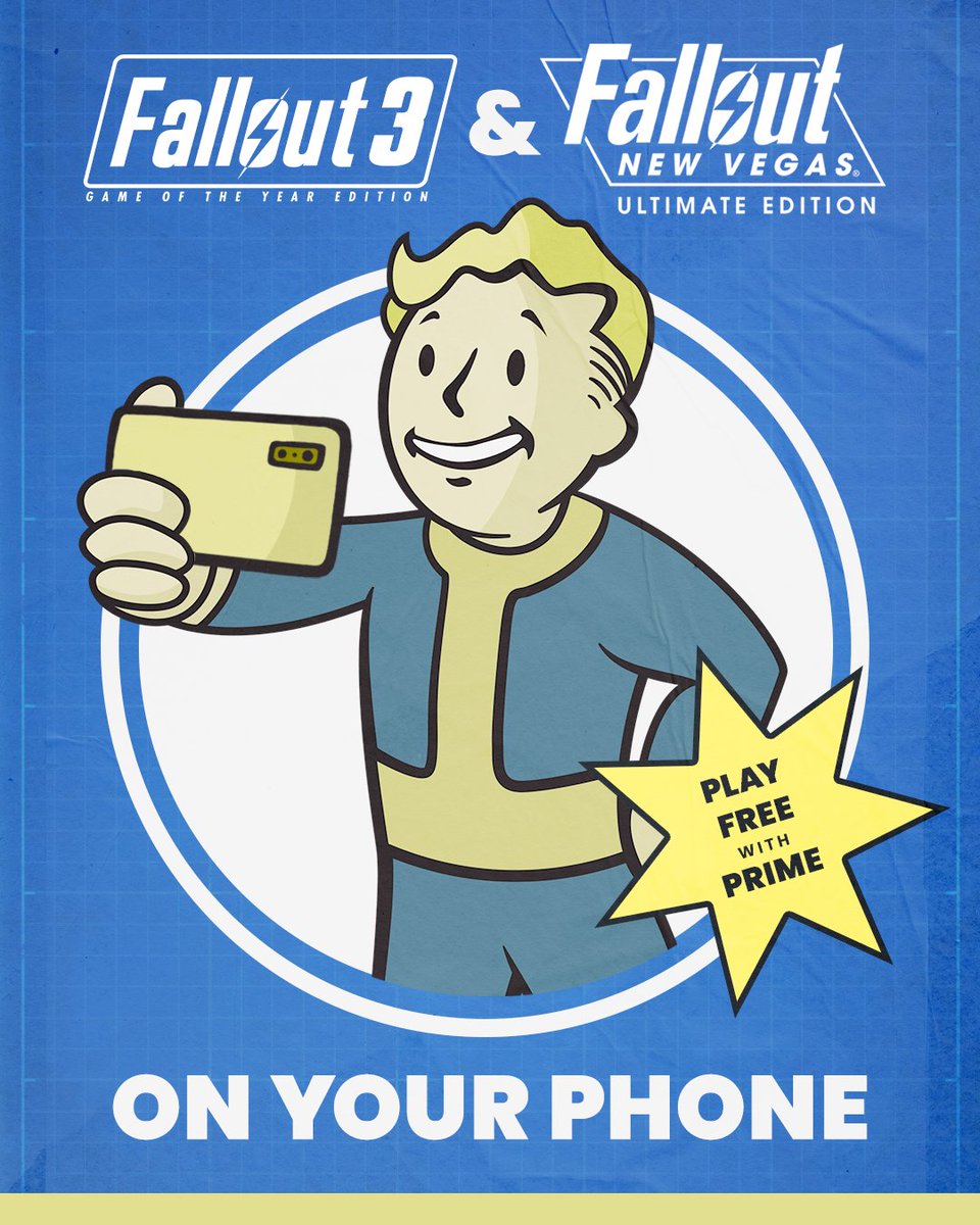 Hold the phone 📱 You can play Fallout 3 and Fallout New Vegas on Amazon Luna with Prime 🤯 Vault boy approves of this message 👍