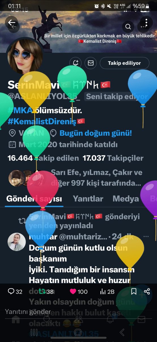 Sevgili Pelin, İyi ki doğdun, nice mutlu yaşların olsun musmutlu,huzurlu,sağlıklı senelere 🥰🥳 @ASLANLIYOL35_