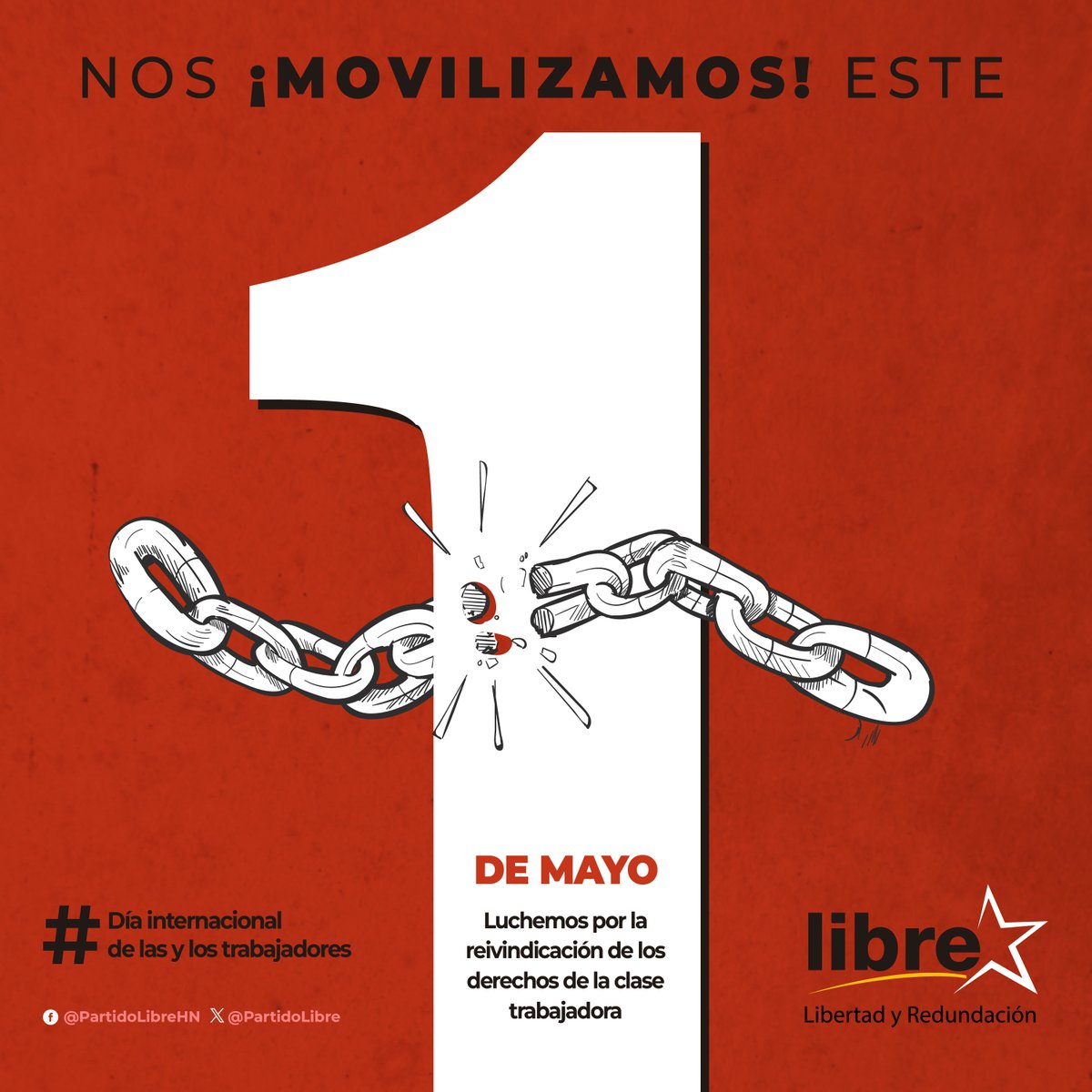 Nos movilizamos este #1deMayo #DíaDeLaClaseTrabajadora por la reivindicación de todos sus derechos. ¡Pueblo Únete! ✊🏼