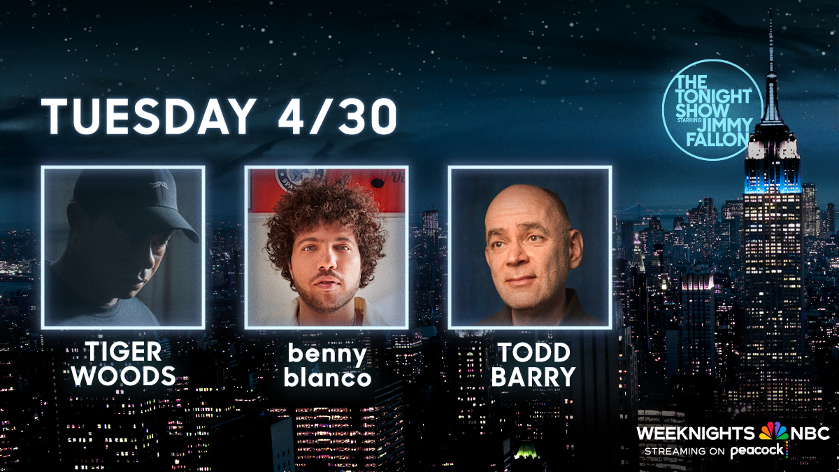 Tune-in for an amazing show tonight!

👒 @KentuckyDerby Hat Week: Day Two
⛳ @TigerWoods
👨‍🍳 @ItsBennyBlanco
🤣 Stand-up from @toddbarry

#FallonTonight
