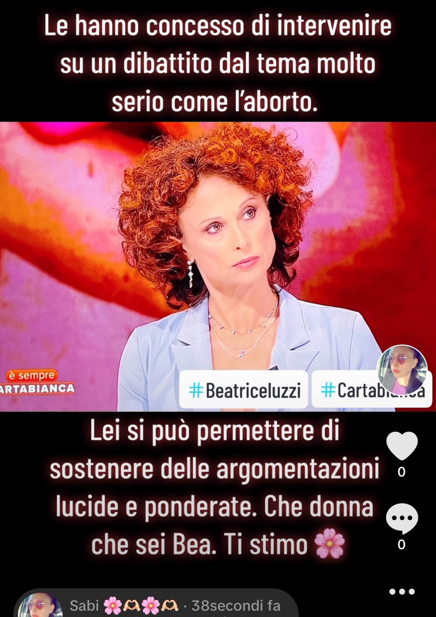 Quanto ti stimo Bea. 🌸 #beatriceluzzi #cartabianca #aborto #dirittoaborto #rete4