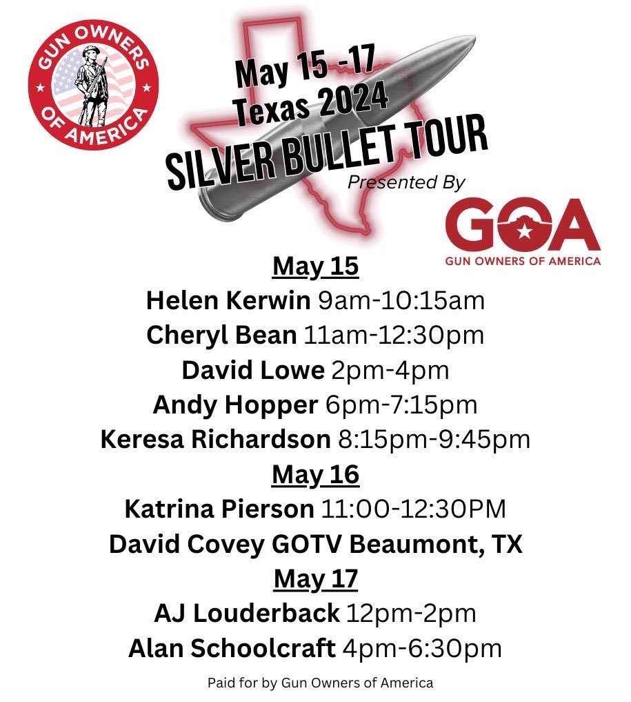 That “silver bullet tour” is going to be a don’t-miss experience. Get your runoff voters fired up and let’s go take our house back! 
#txlege