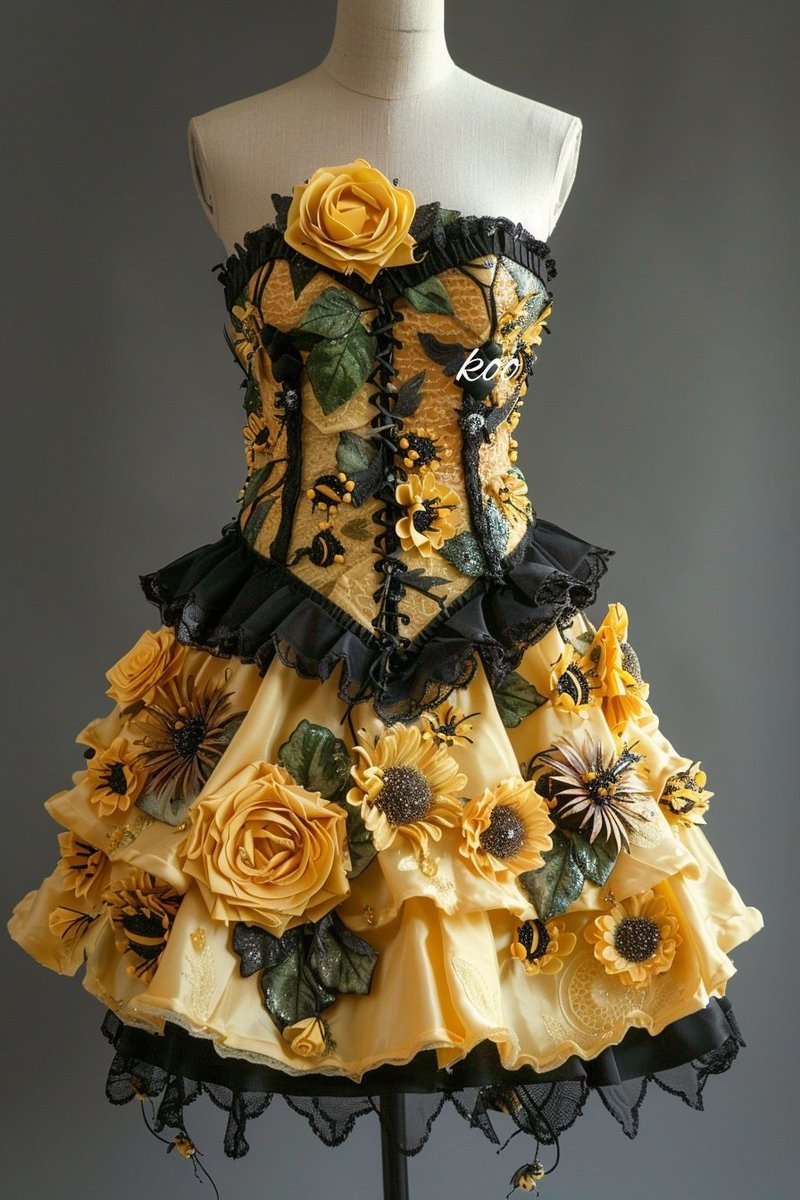 黄色い花が咲くドレス