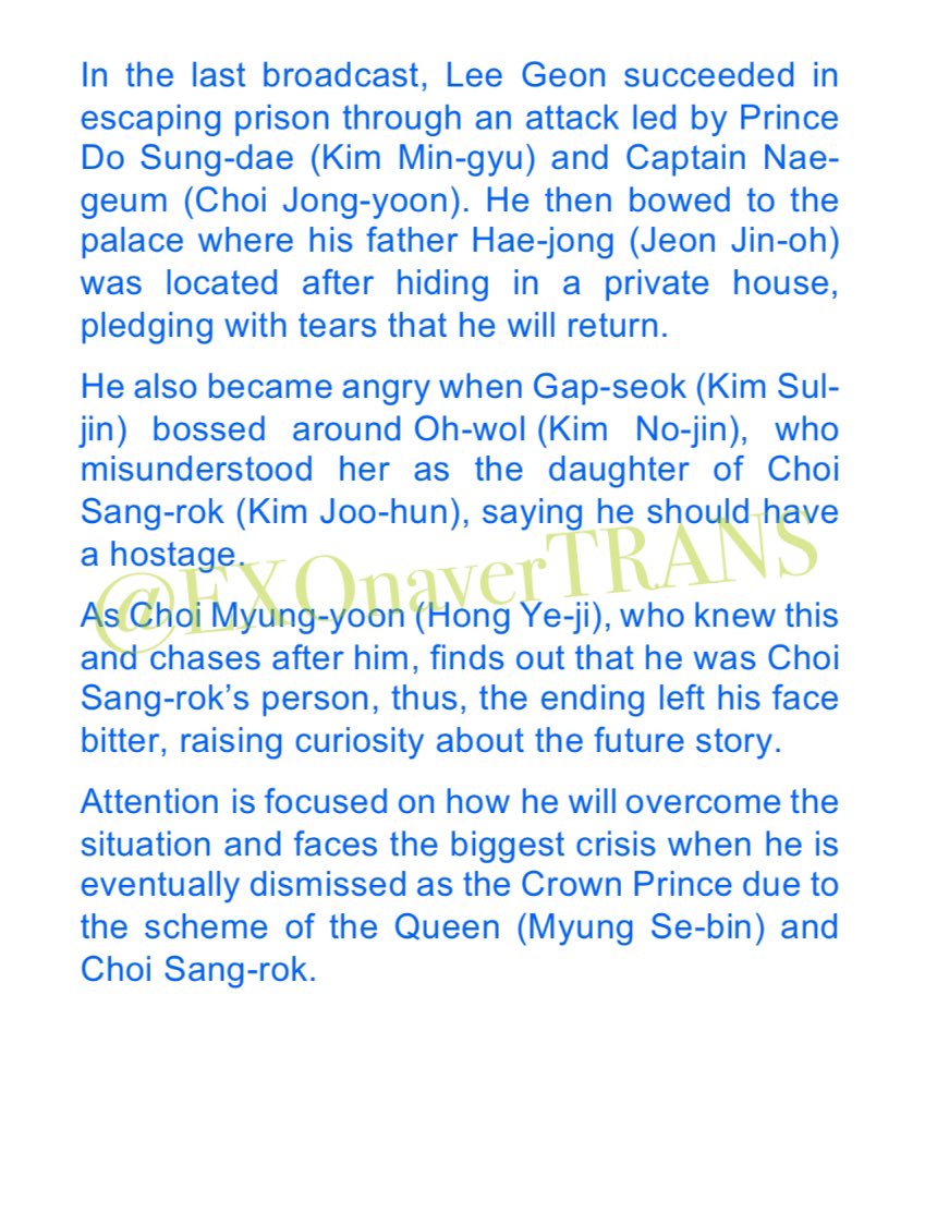 “Missing Crown Prince.” Suho. From Acting, Visual, To Action. His Cham Explodes. In the tense development, Suho not only drew colorful faces of characters with powerful charisma and soft charm but also enriched the play with heartwarming visuals and realistic action that…👇