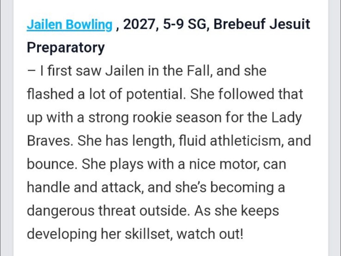Jailen Bowling (@jailenbowling34) on Twitter photo Thank you <a href="/PGHIndiana/">Prep Girls Hoops Indiana</a> for the write up and recognizing me as one of the top 2-guards in the class of 2027!
<a href="/dannyriego/">Danny Riego</a> <a href="/Traincoachjared/">Jared Newson</a> <a href="/BowlingDarrin/">Darrin Bowling</a> <a href="/WVTBowling/">WVThunder 2027 S40</a> <a href="/BrebeufGBB/">BrebeufGBB</a> Thank you <a href="/PGHIndiana/">Prep Girls Hoops Indiana</a> for the write up and recognizing me as one of the top 2-guards in the class of 2027!
<a href="/dannyriego/">Danny Riego</a> <a href="/Traincoachjared/">Jared Newson</a> <a href="/BowlingDarrin/">Darrin Bowling</a> <a href="/WVTBowling/">WVThunder 2027 S40</a> <a href="/BrebeufGBB/">BrebeufGBB</a>