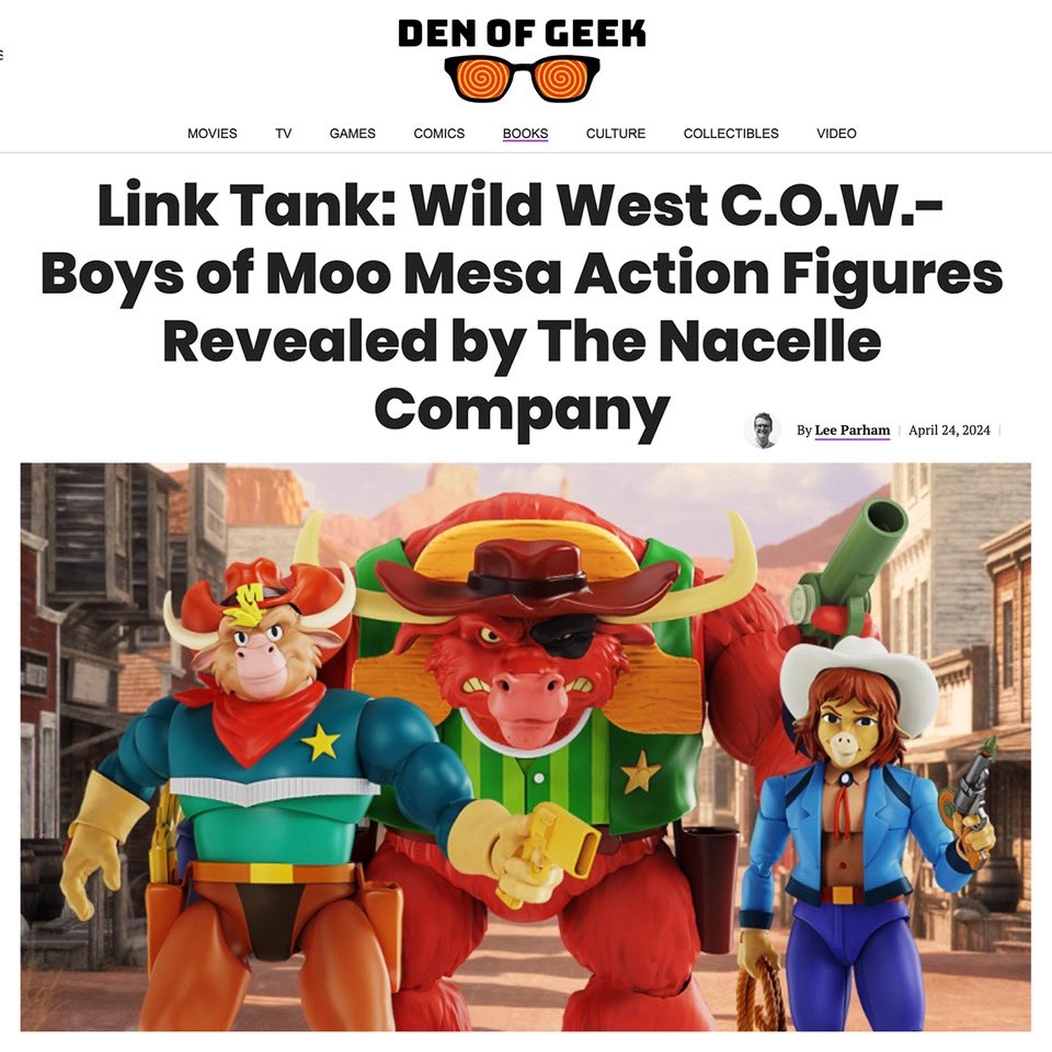 Big thanks to our friends at @denofgeek for spreading the news about our Wild West C.O.W.-Boys of Moo Mesa figures! All three figures are available to pre-order now at NacelleStore.com! denofgeek.com/culture/link-t…