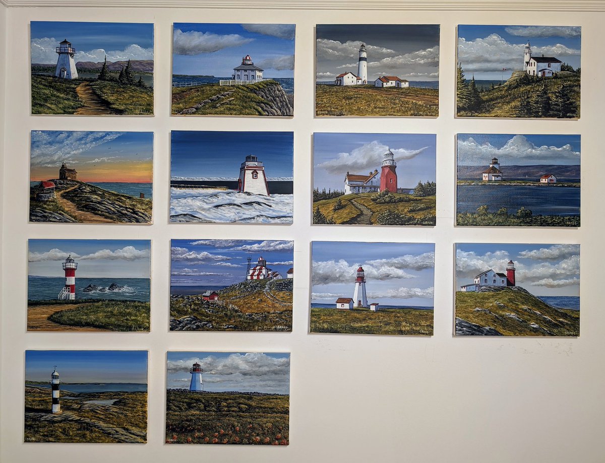 The acrylic painting gallery of Newfoundland and Labrador Lighthouses to date. RoseColoredArt.com