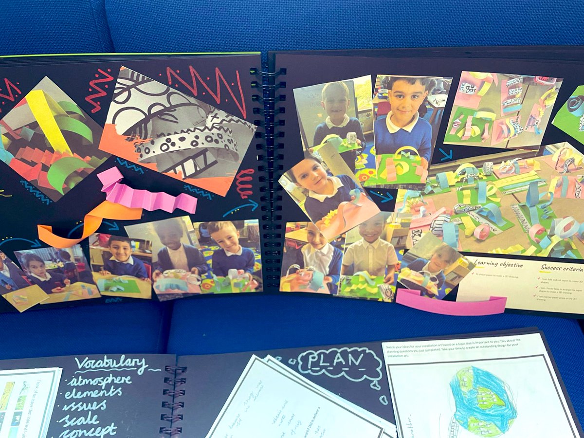 Want to see excellence in #art and #design? Here it is! ⬇️ We use floor books to show case our art learning! This represents our collaborative ethos through learning in partnership! #weareambitious #weareresilient #weareTOPA @greenheartLP 💚💚