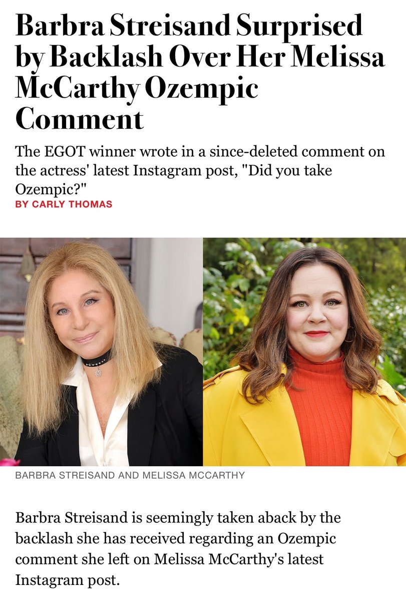 NO ONE SHOULD EVER QUESTION ANYTHING BARBRA STREISAND, ESPECIALLY WHAT SHE COMMENTS ON. SHE SAID WHAT SHE SAID AND PEOPLE NEED TO GET THICK SKIN IF ASKING ABOUT SOMEONE TAKING DIABETES SHOTS 💉 FOR WEIGHT LOSS MAKES THEM GO OFF THE RAILS. 😵‍💫 TOUCH SOME GRASS FOLKS.