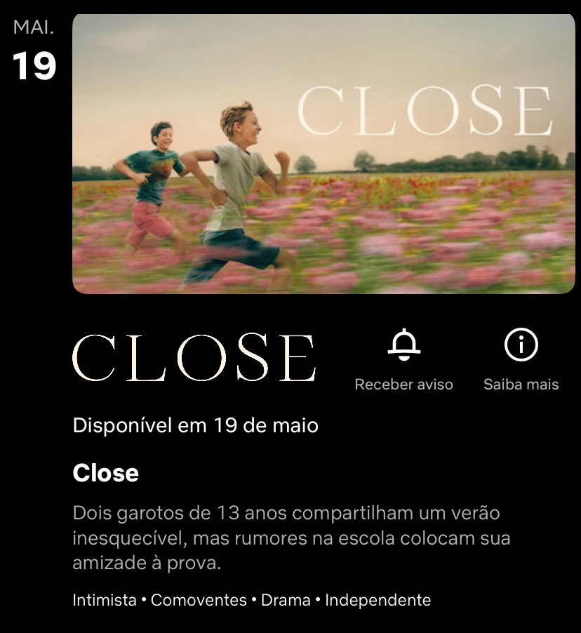 “Close” estreia na Netflix no dia 19 de maio. O filme concorreu ao Oscar 2023 na categoria Melhor Longa-Metragem Internacional. #CloseMovie #CloseNetflix