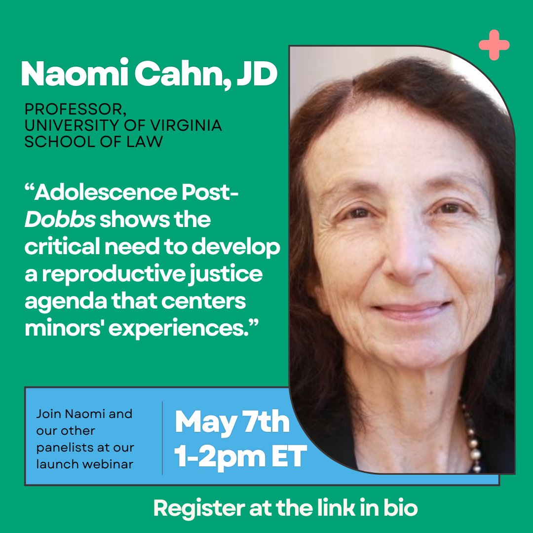 We are proud to announce some of the incredible panelists for our upcoming webinar! Join @laurenralphepi and @NaomiCahn May 7th at 1pm ET as delve into Adolescence Post-Dobbs: A Policy Driven Research Agenda for Minor Adolescents and Abortion! Register now at our link in bio!