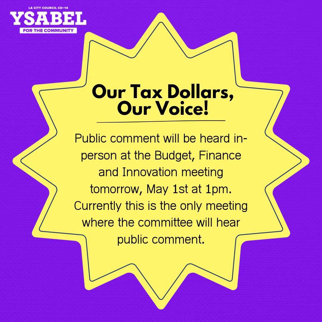 A city of 4 million+ people is having just ONE day of public comment and it’s in-person during the middle of the work day? We need REAL participatory budgeting—but in the meantime, pull up to Council Chambers tomorrow & let leadership know where you want your tax dollars spent✊🏽