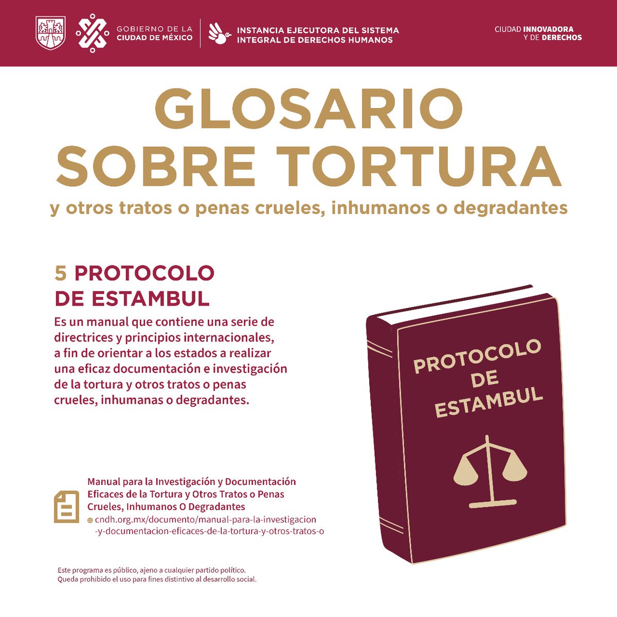 #PrevencióndelaTortura🕊️ Conoce los principales conceptos relacionados con los actos de tortura y otros tratos o penas Crueles, inhumanos o degradantes. 👇🏼 🌐sidh.cdmx.gob.mx/Otros/glosario…