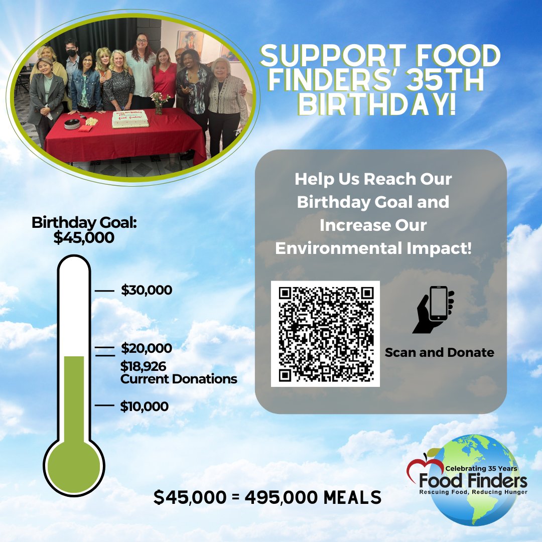 🎉 Last chance alert! 🚨 Today is the final day of our birthday campaign! 🎂 Help us make a lasting impact on the environment and provide equal access to nutritious food! form-renderer-app.donorperfect.io/give/food-find… #FoodFinders #Sustainability