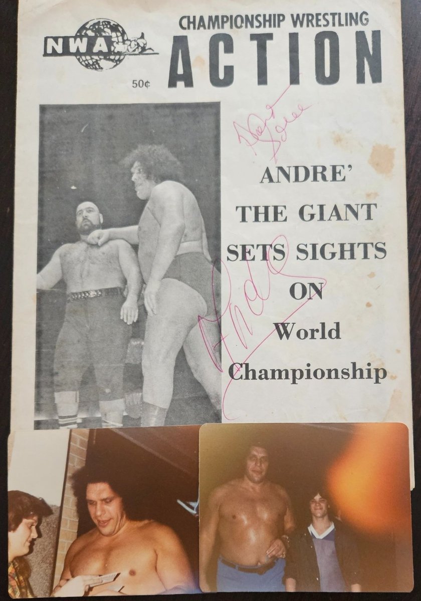 @card_guide The time I met Andre and saw him wrestle Harley Race for the NWA Championship.Harley slammed Andre on the floor and neither man could beat the 10 count back to the ring.I have had this over 40 years.