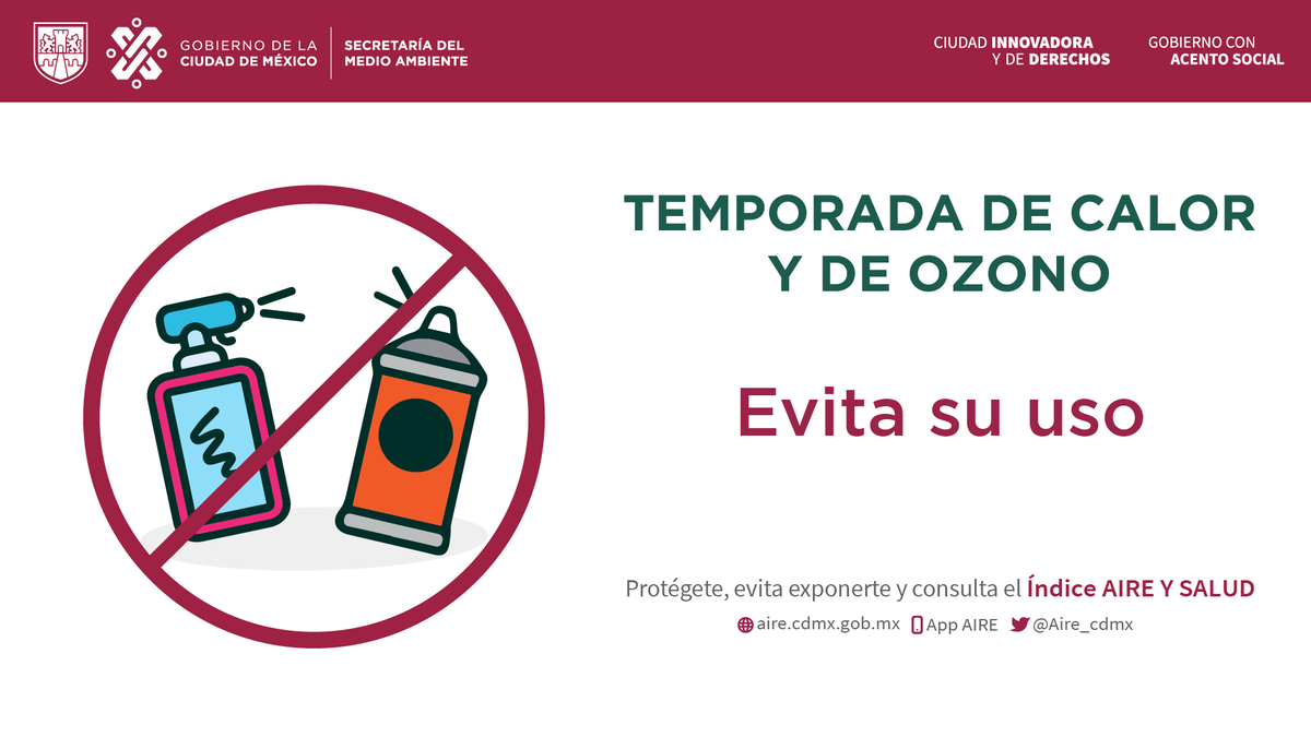 🙅 ¡Di no a los aerosoles! 🚫  

☀️ En esta temporada de calor, su uso aumenta la concentración de #ozono en el aire, lo que daña tu salud y la de tu familia. 😷 

¿Qué se puede hacer? 😉 Opta por alternativas naturales como aceites esenciales o plantas aromáticas para refrescar…