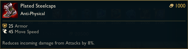 Ok one more change.
Plated Steelcap changes:
- Passive nerfed from 12% to 8%
- Cost reduced by 100